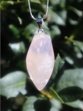Rose Quartz Teardrop Pendant Necklace - Pink